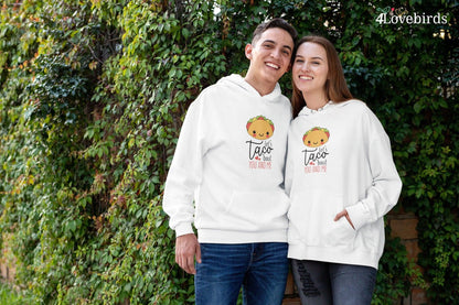 Let's taco bout you and me Hoodie, Foodie Lovers matching T-shirt, Gift for Couples, Valentine Sweatshirt, Cute Food Longsleeve - 4Lovebirds