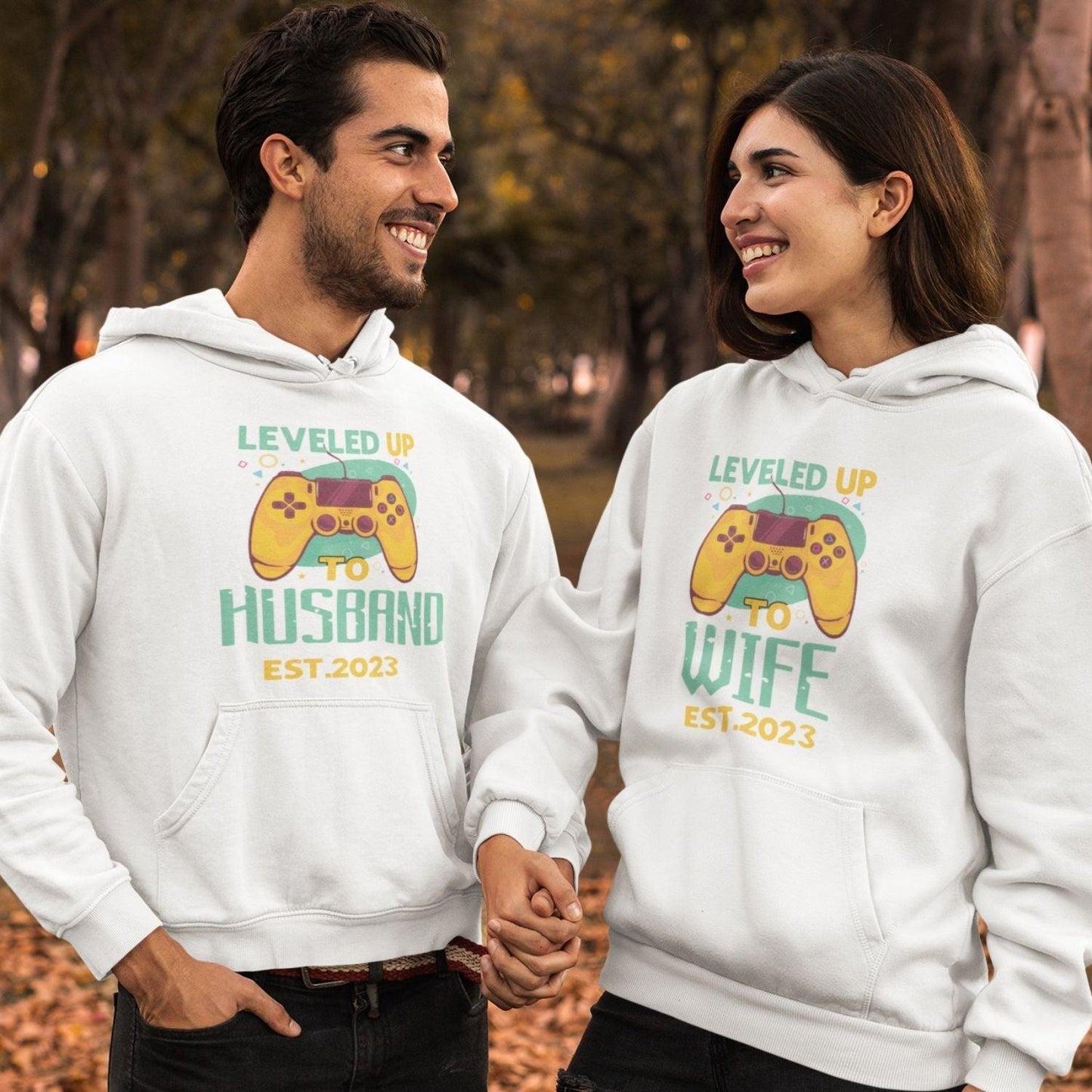 Leveled Up to Husband & Wife Custom Est - Matching Set for Gamer Couples - 4Lovebirds