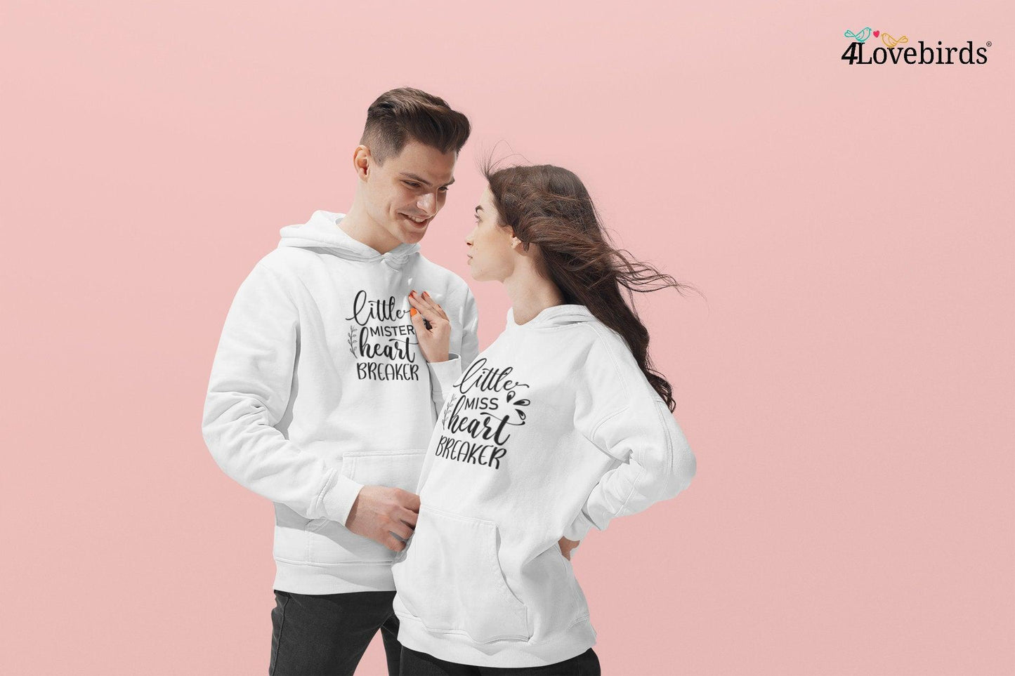 Little miss / mister heart breaker Hoodie, Lovers matching T-shirt, Gift for Couple, Valentine Sweatshirt, Boyfriend / Girlfriend Longsleeve - 4Lovebirds