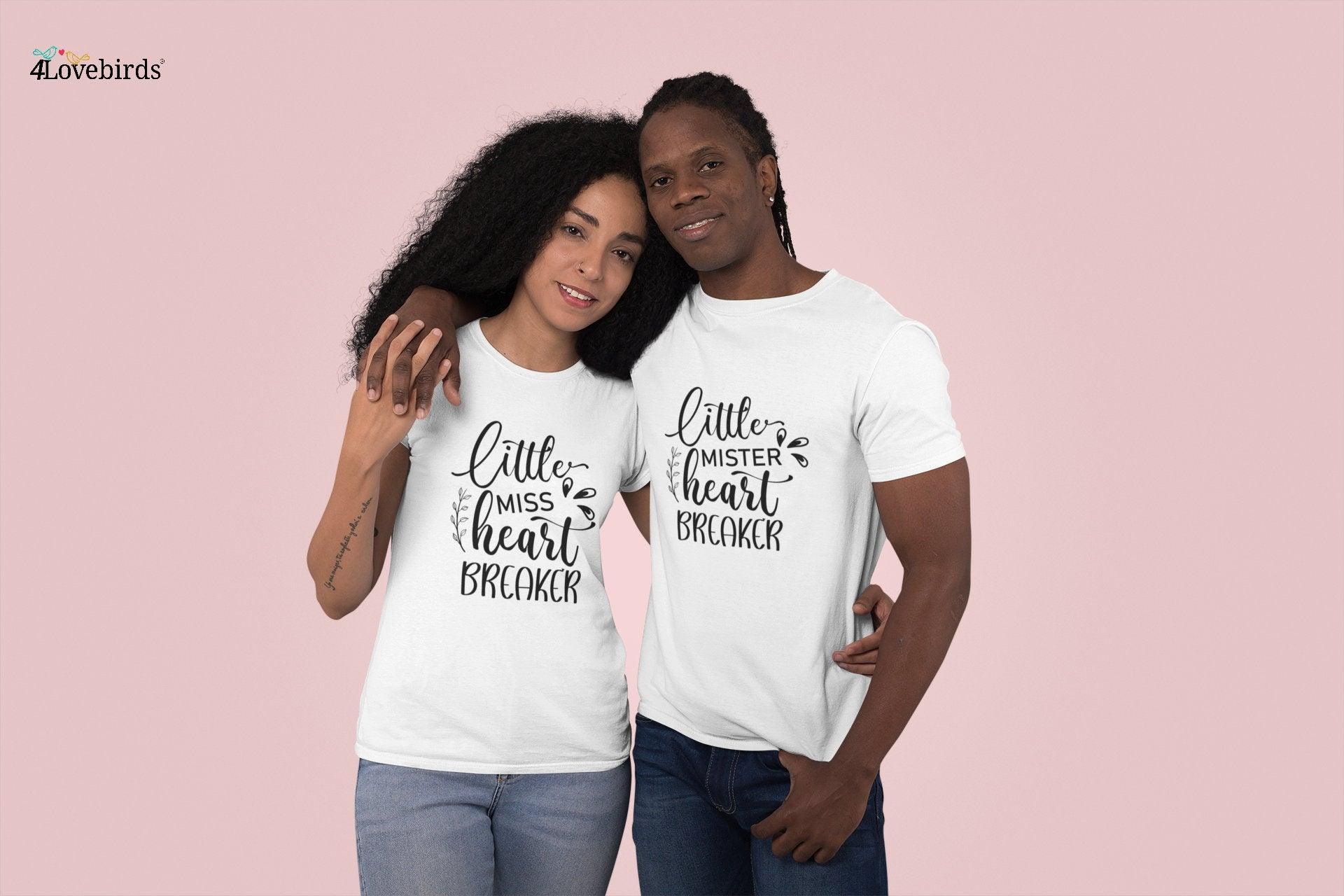 Little miss / mister heart breaker Hoodie, Lovers matching T-shirt, Gift for Couple, Valentine Sweatshirt, Boyfriend / Girlfriend Longsleeve - 4Lovebirds