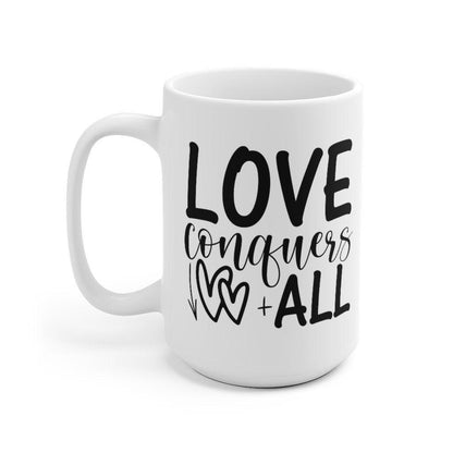 Love conquers all Mug, Lovers matching Mug, Gift for Couples, Valentine Mug, Boyfriend / Girlfriend Mug, Cute Mug - 4Lovebirds