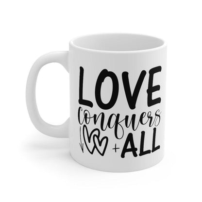 Love conquers all Mug, Lovers matching Mug, Gift for Couples, Valentine Mug, Boyfriend / Girlfriend Mug, Cute Mug - 4Lovebirds