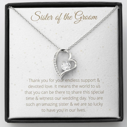 Lovely Heart Necklace For Sister of the Groom - To My Sister Necklace Birthday Gift for Sister of the Groom, Necklace for Sister of the Groom - 4Lovebirds