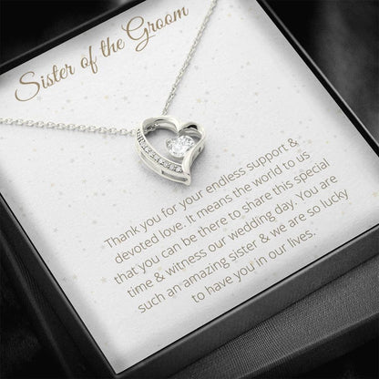 Lovely Heart Necklace For Sister of the Groom - To My Sister Necklace Birthday Gift for Sister of the Groom, Necklace for Sister of the Groom - 4Lovebirds