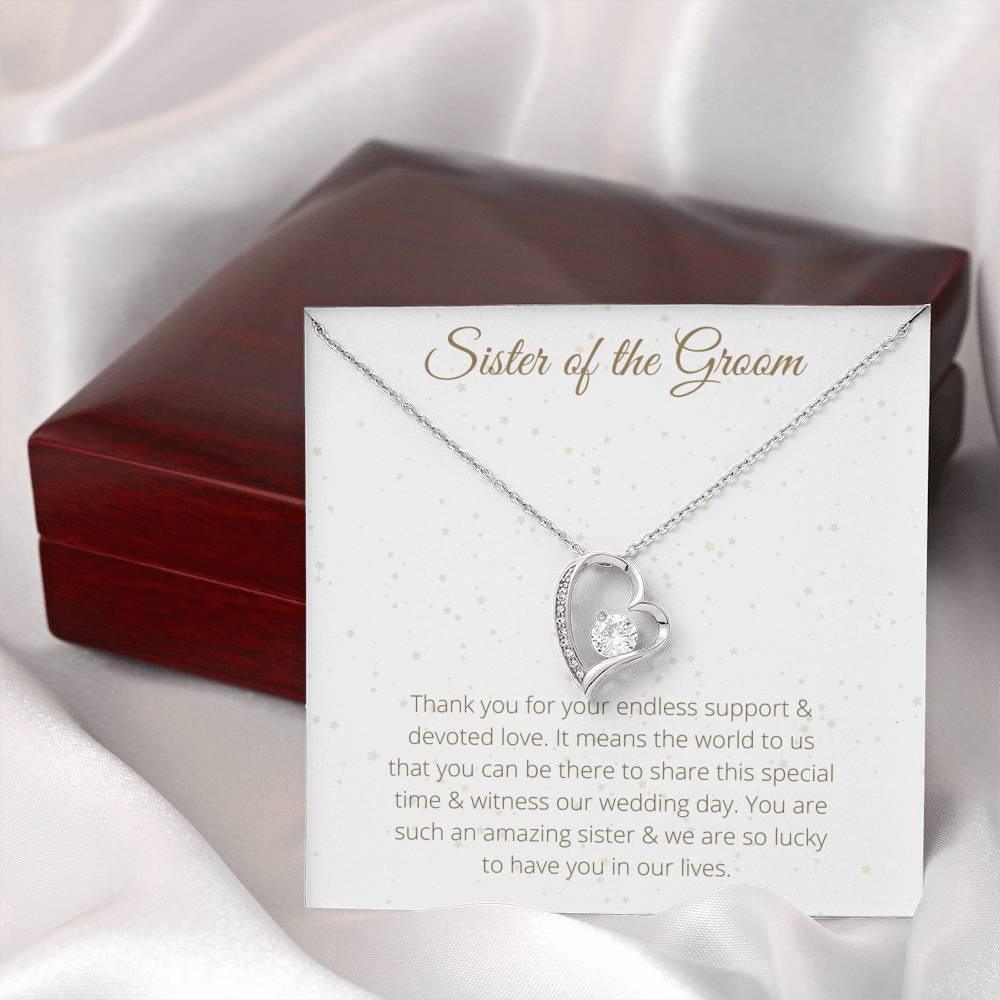 Lovely Heart Necklace For Sister of the Groom - To My Sister Necklace Birthday Gift for Sister of the Groom, Necklace for Sister of the Groom - 4Lovebirds