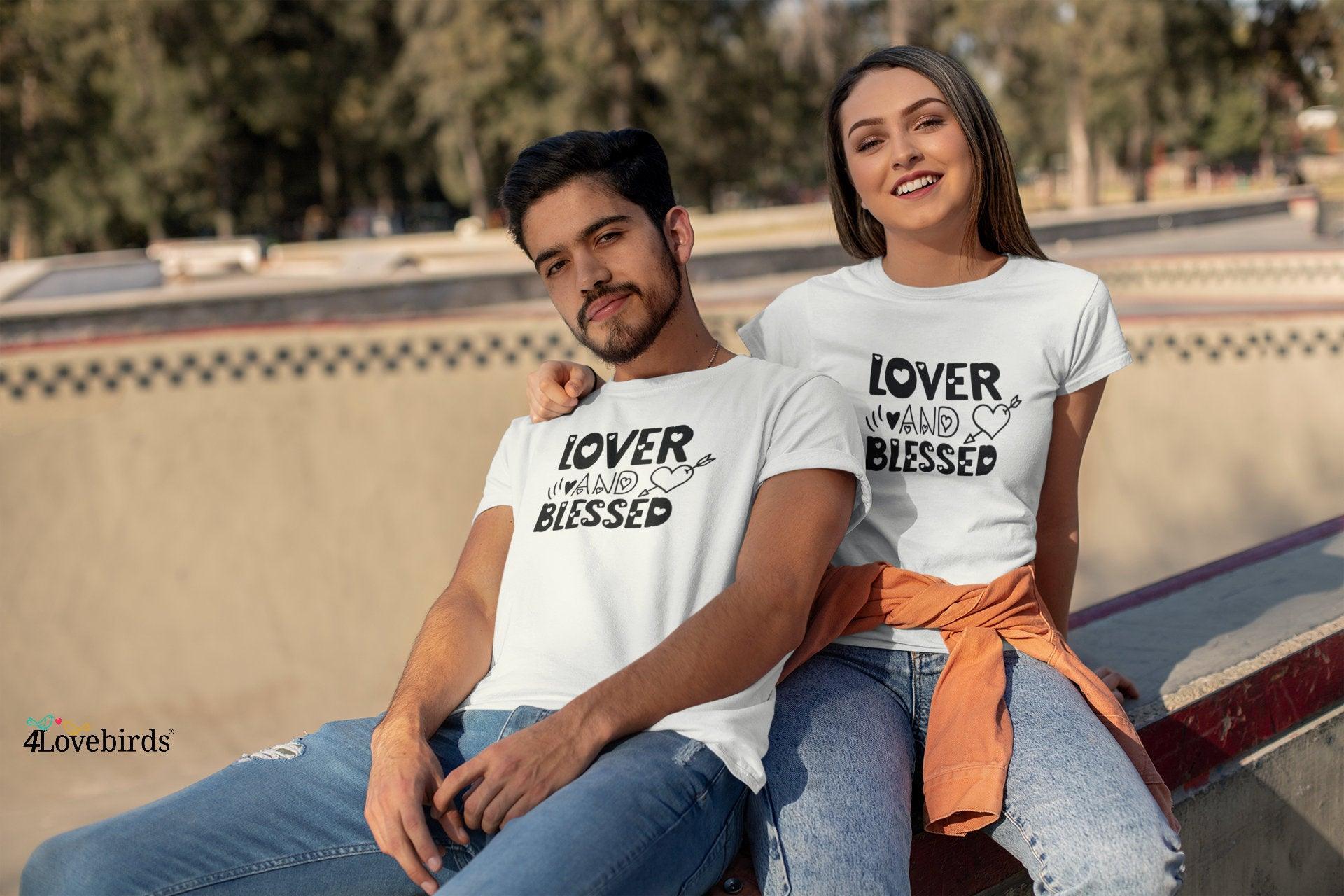 Lover and blessed Hoodie, Lovers T-shirt, Gift for Couples, Valentine Sweatshirt, Boyfriend and Girlfriend Longsleeve, Cute shirt - 4Lovebirds