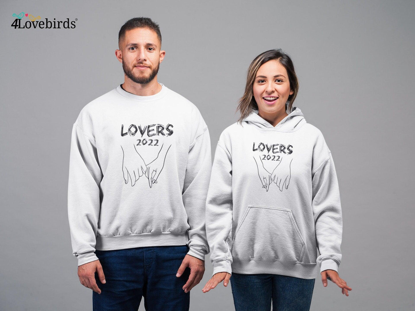 Lovers Holding Hands 2022 Hoodie, matching T-shirt, Gift for Couples, Valentine Sweatshirt, Boyfriend / Girlfriend Longsleeve, Cute Tshirt - 4Lovebirds