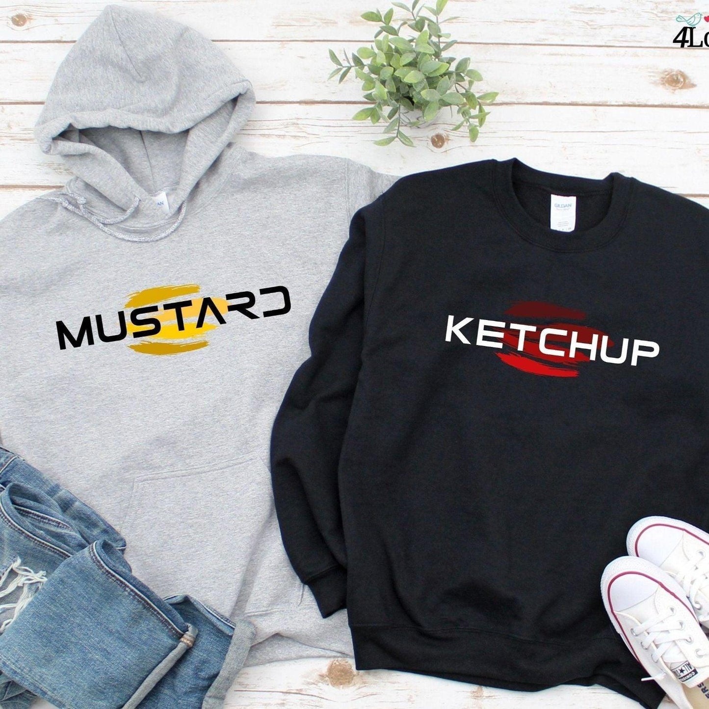 Matching Couple Outfit: His & Hers Ketchup & Mustard | Gifts For Couples - 4Lovebirds