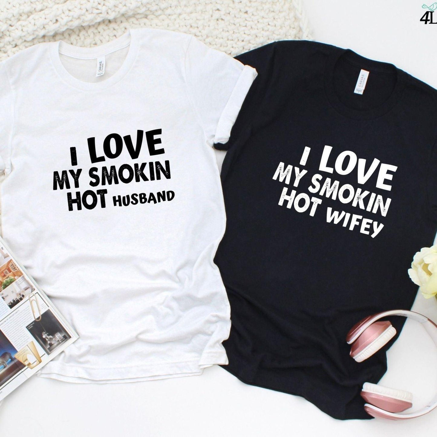 Matching Couples Outfit Set - Smokin' Hot Husband & Lovely Wifey Gift Idea - 4Lovebirds