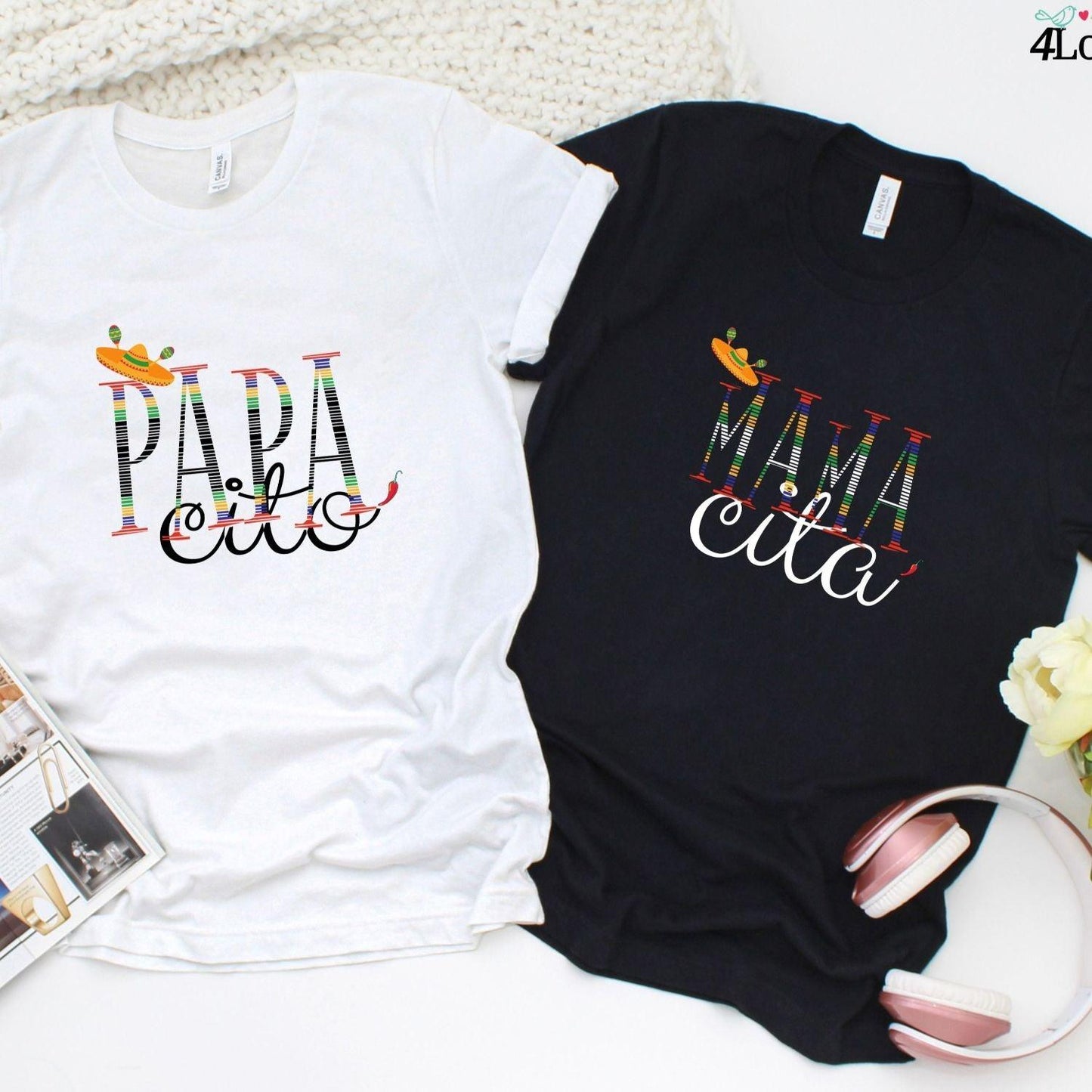 Matching Fiesta Outfits for Couples - Papacito & Mamacita Shirt Set - Cinco de Mayo - 4Lovebirds