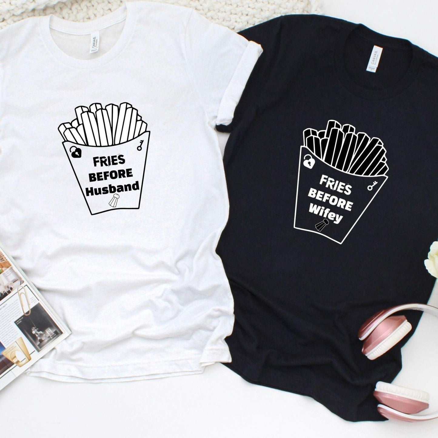 Matching Outfit Set for Foodie Couples - Fries Before Wives/Husbands - 4Lovebirds