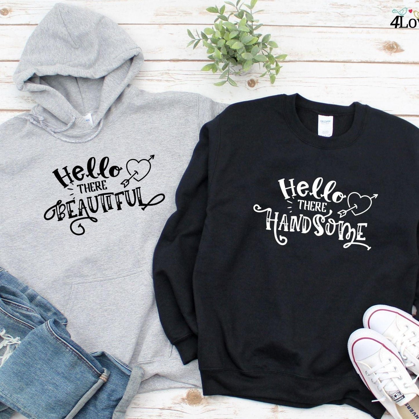 Matching Outfits for Couples: "Hello Beautiful/Handsome" - Perfect Valentine's Day Gift! - 4Lovebirds