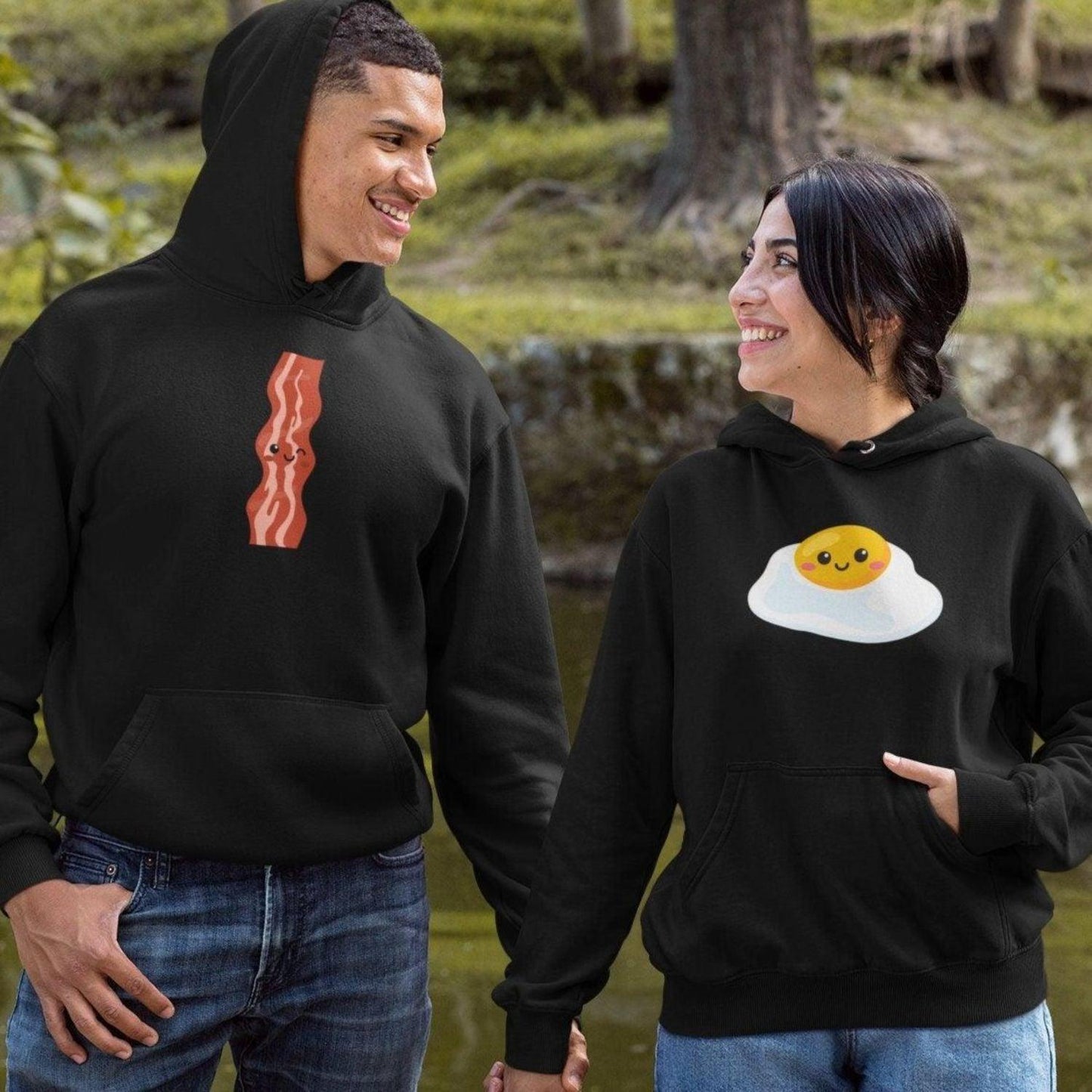 Matching Set: Bacon & Eggs Foodie Lovers Gift for Couples, Valentine Outfit, Best Food Duo Cute Tops - 4Lovebirds
