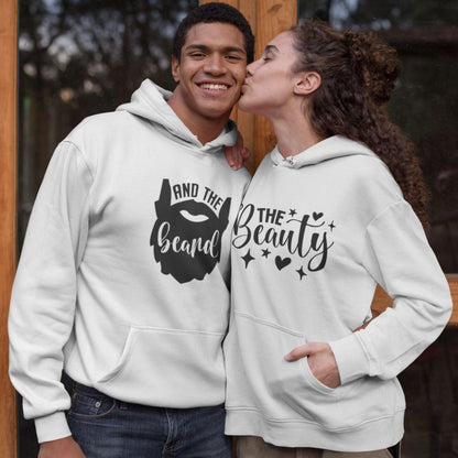Matching Set: Beauty & Beard Hoodie & T-shirt | Fun Gift for Couples - 4Lovebirds