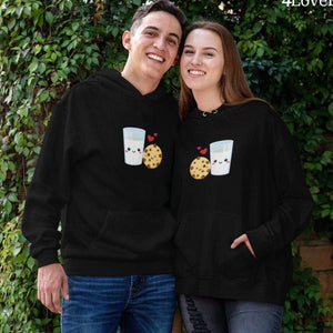Matching Set: Cookie & Milk Hoodie & Foodie Lovers Tshirt - Perfect Gift for Couples! - 4Lovebirds