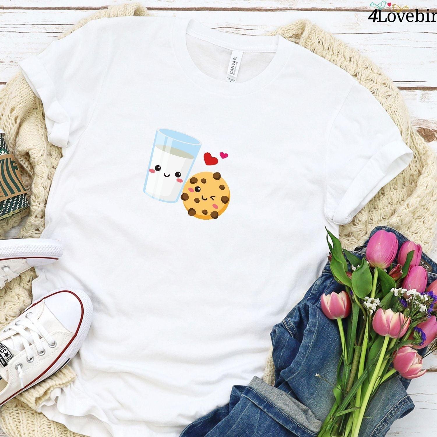 Matching Set: Cookie & Milk Hoodie & Foodie Lovers Tshirt - Perfect Gift for Couples! - 4Lovebirds