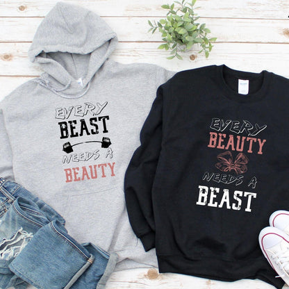 Matching Set: Every Beast Needs A Beauty Hoodies & Sweatshirt, Gift for Couples - 4Lovebirds