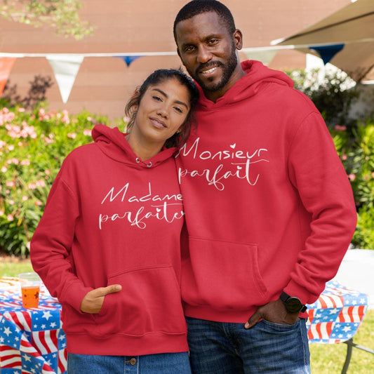 Matching Set for Couples: French Sir Madam Hoodie & Lady Sweatshirt, Perfect Wedding Gift! - 4Lovebirds