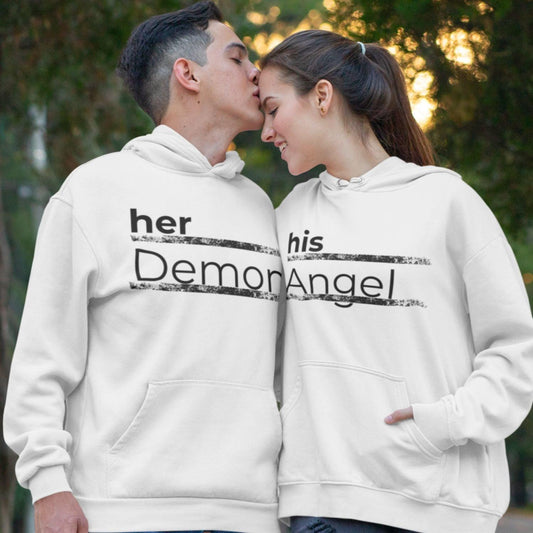 Matching Set: His Angel/Her Demon - Love & Marriage Gifts for Couples - Anniversary Tees - 4Lovebirds