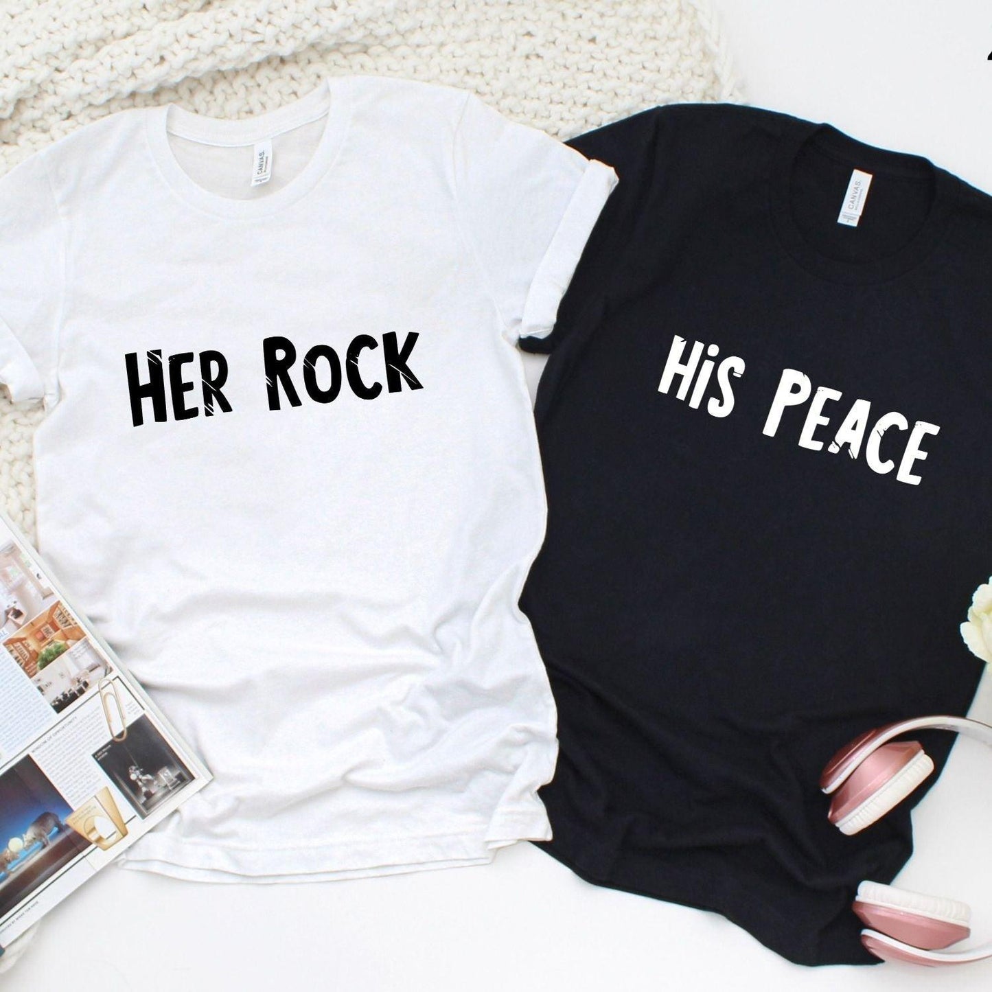 Matching Set: His Rock & Her Peace Sweatshirts - Gift for Couples, Boyfriend & Girlfriend Outfit - 4Lovebirds