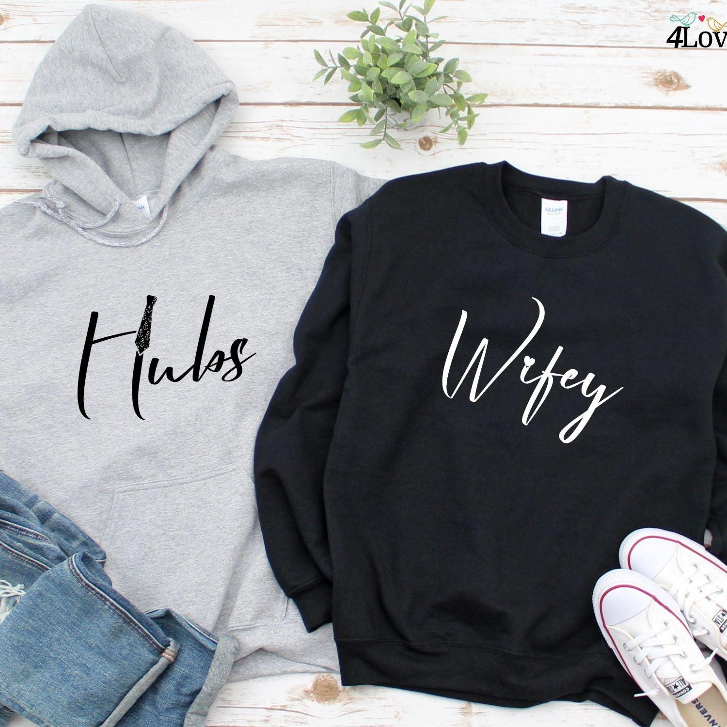 Matching Set: Hubs & Wifey Valentine's Day Gifts, Anniversary Gifts for Couples - 4Lovebirds