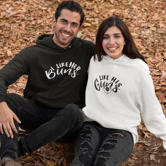 Matching Set: 'I Like Her Buns I Like His Guns' Couples Outfit, Anniversary Gift - 4Lovebirds