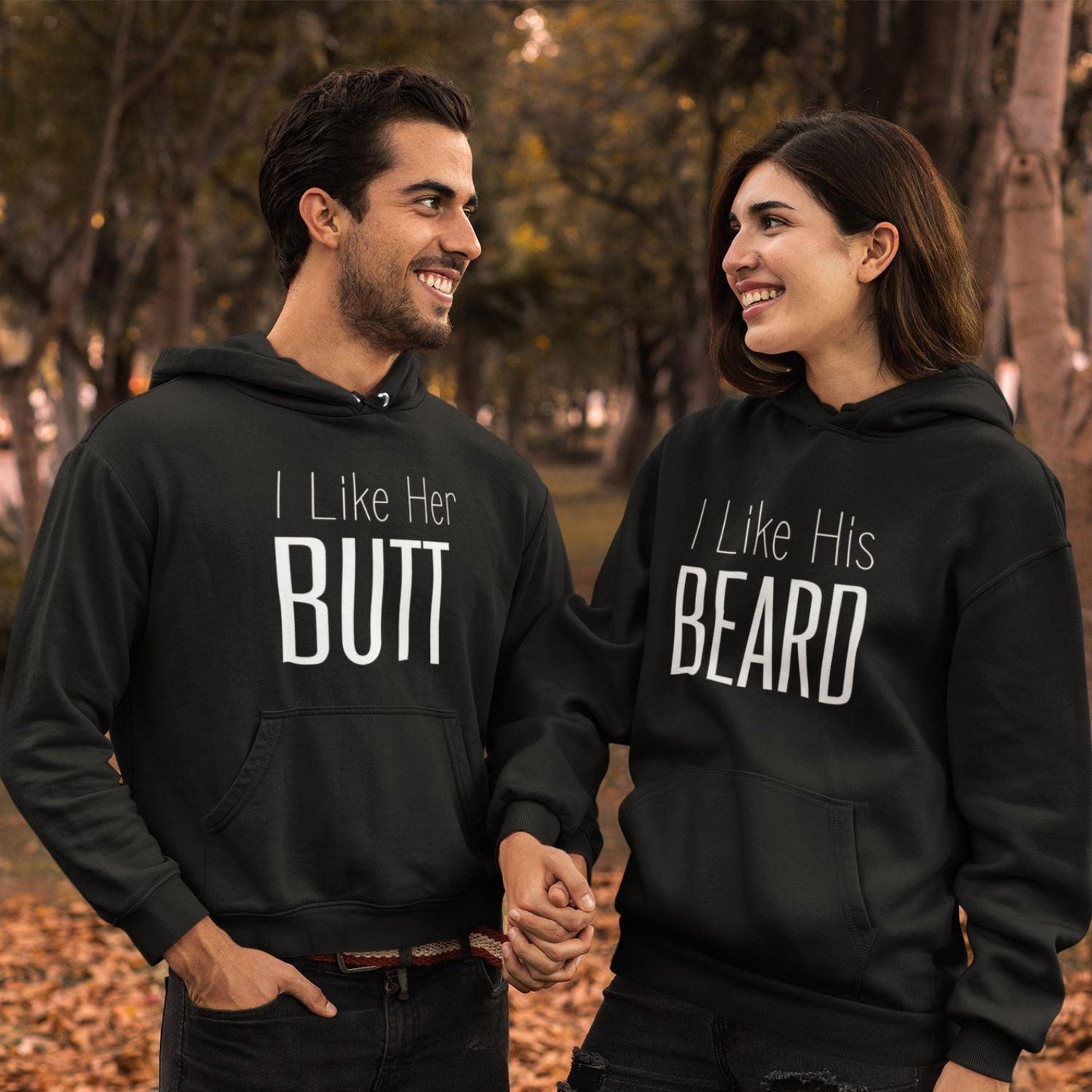Matching Set: I Like Her Butt & His Beard - Funny Couple Outfit & Gift for Couples - 4Lovebirds