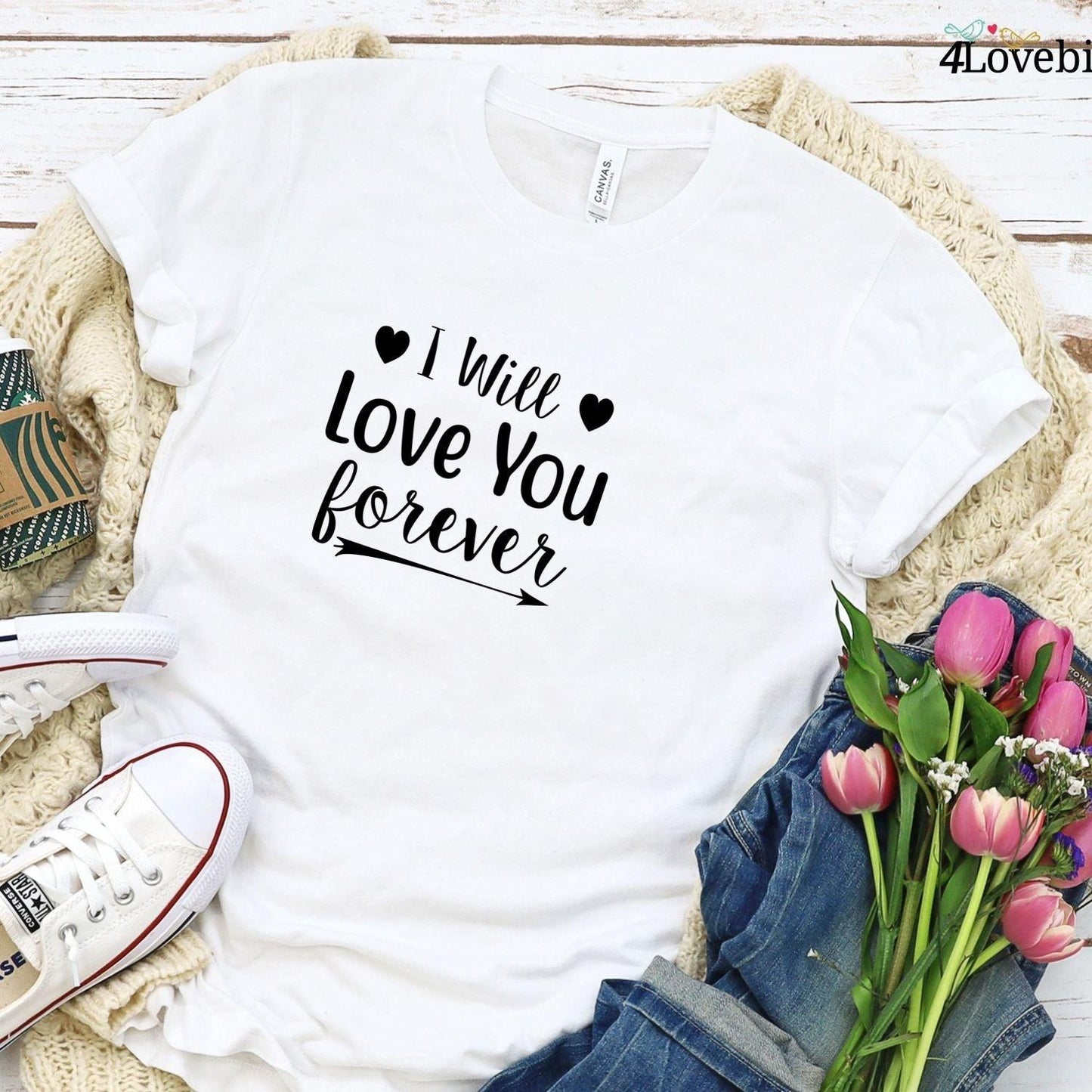 Matching Set: 'I'll Love You Forever' Gift for Couple, Boyfriend/Girlfriend Outfit - 4Lovebirds