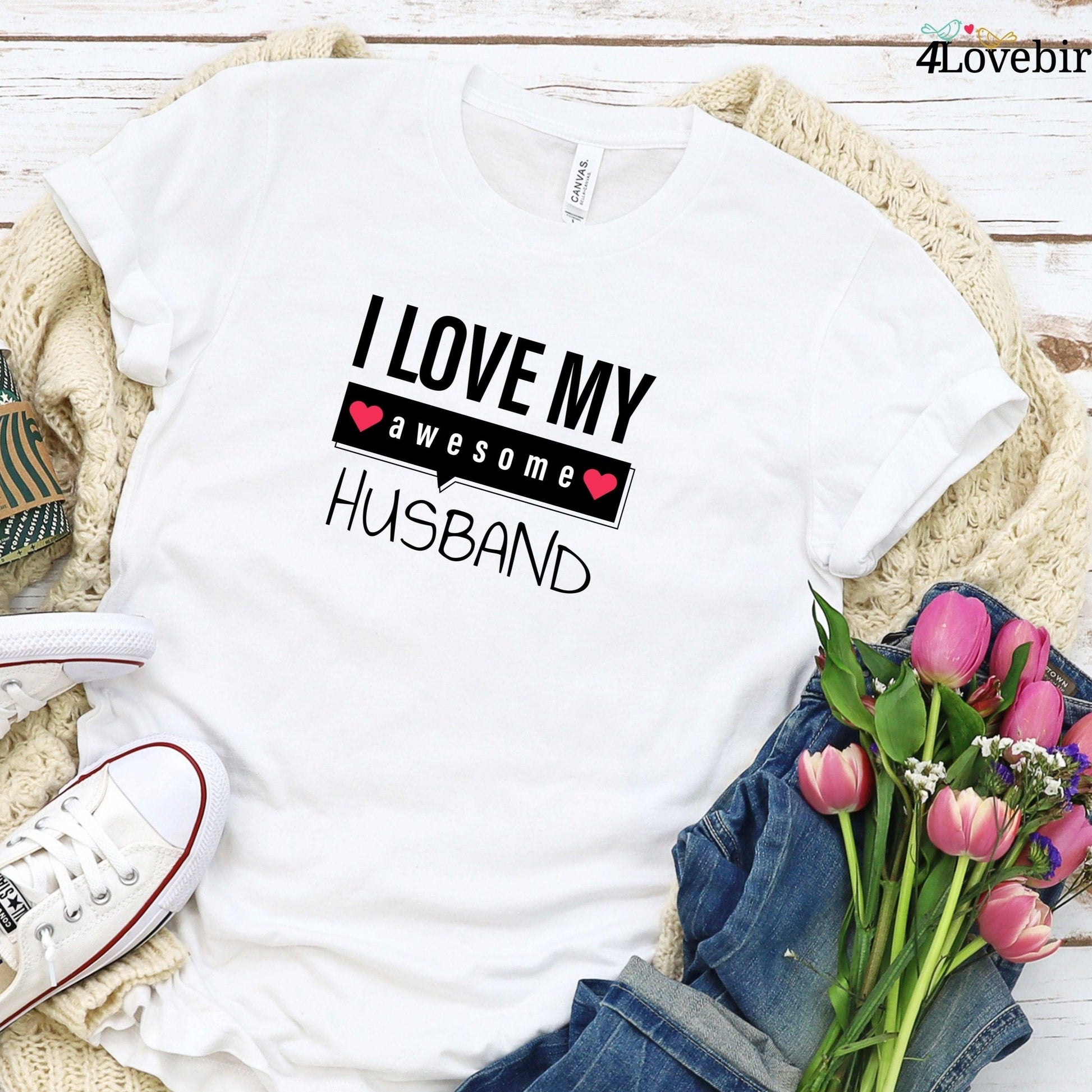 Matching Set: I Love My Awesome Husband/Wifey, Lovers Outfit, Gift for Couples, Valentine's Gift - 4Lovebirds