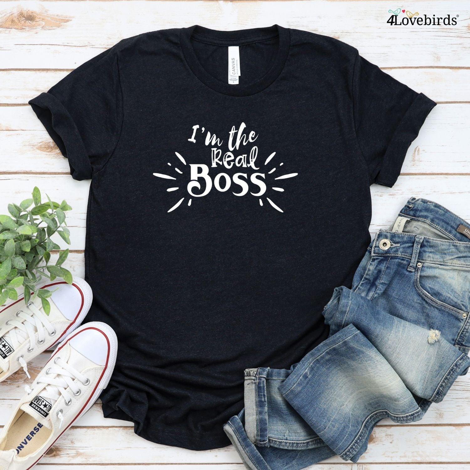 Matching Set: I'm The Boss/Real Boss Hoodie & T-shirt - Funny Couples Gift for Valentine's Day - 4Lovebirds