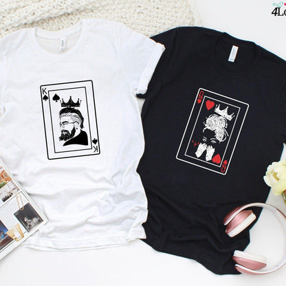 Matching Set: King & Queen Card Hoodie, Lovers T-shirt, Couples Gift, Poker Sweatshirt, Boyfriend & Girlfriend Longsleeve - 4Lovebirds