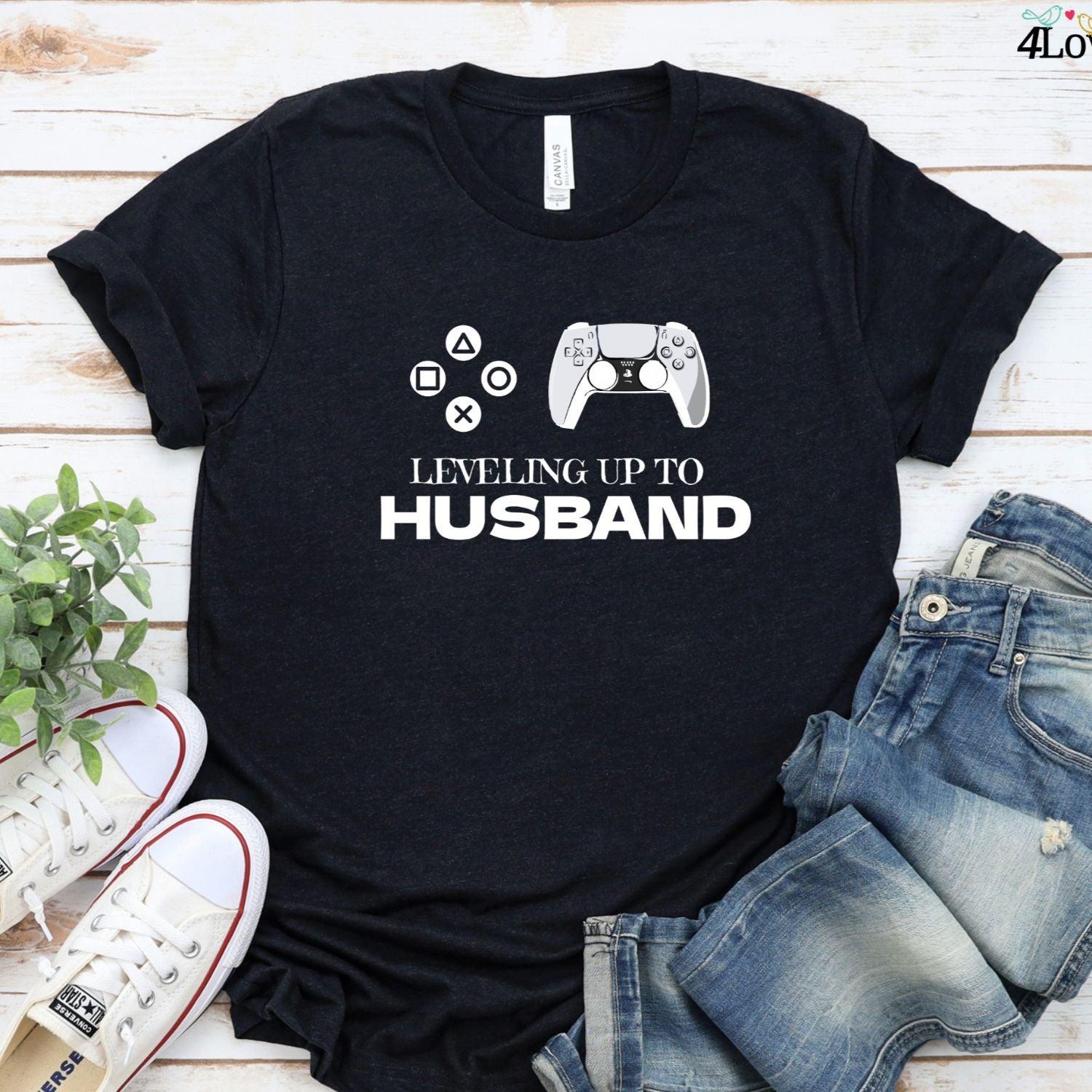 Matching Set: Level Up to Husband & Wife, Groom Gifts, Gaming Outfit, Fiance Wedding Gift - 4Lovebirds