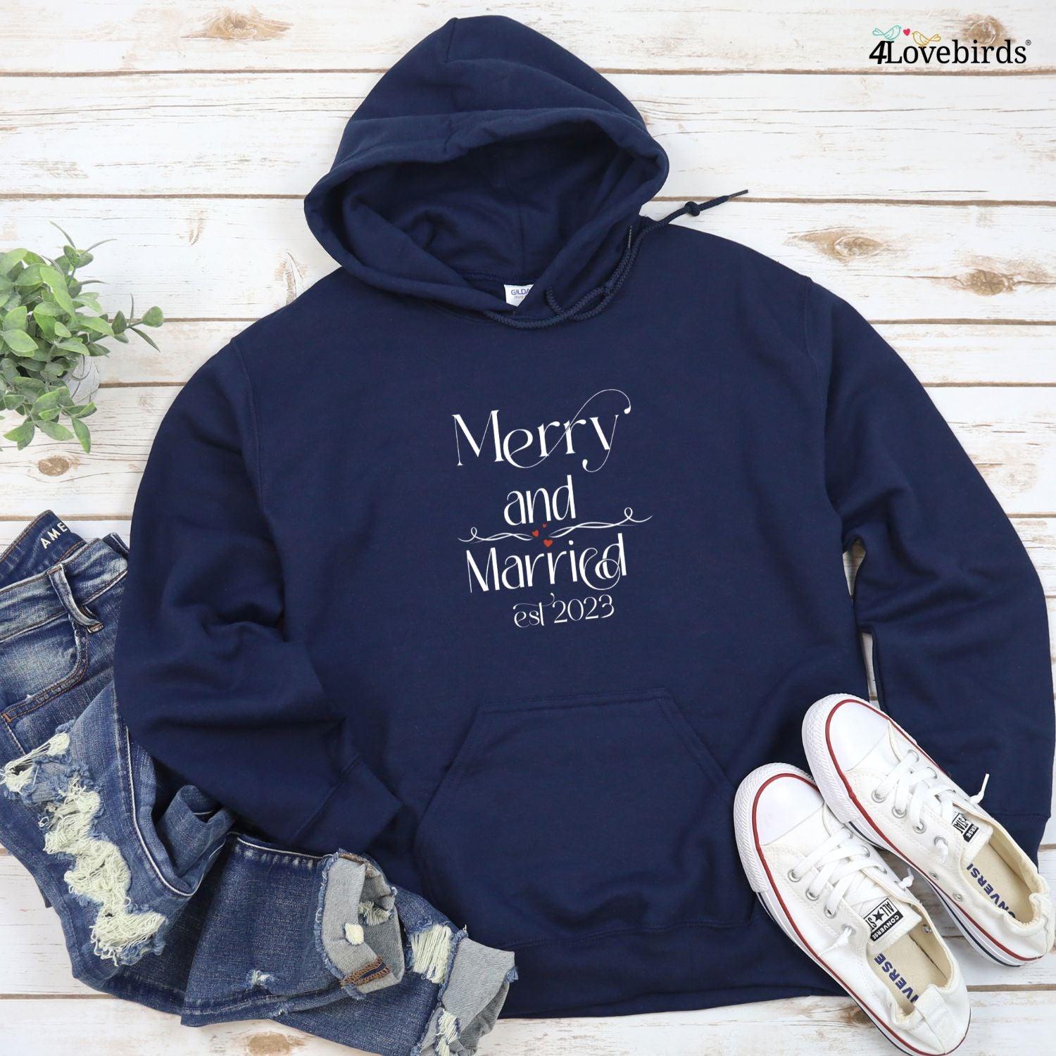 Merry & Married Custom Est Matching Set: Christmas Outfit for Bride and Groom - 4Lovebirds