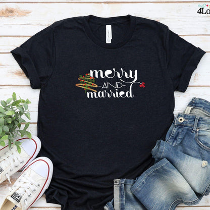 Merry & Married Matching Set: Personalized Couples Xmas Outfit, Hilarious Newlywed Holiday Gift - 4Lovebirds