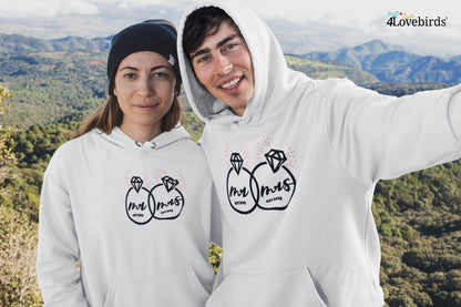 Mr. and Mrs. est. 2015 Hoodie, Marriage T-shirt, Honeymoon Sweatshirt, Gift for Couple, Cute Married Couple Longsleeve, Just married - 4Lovebirds
