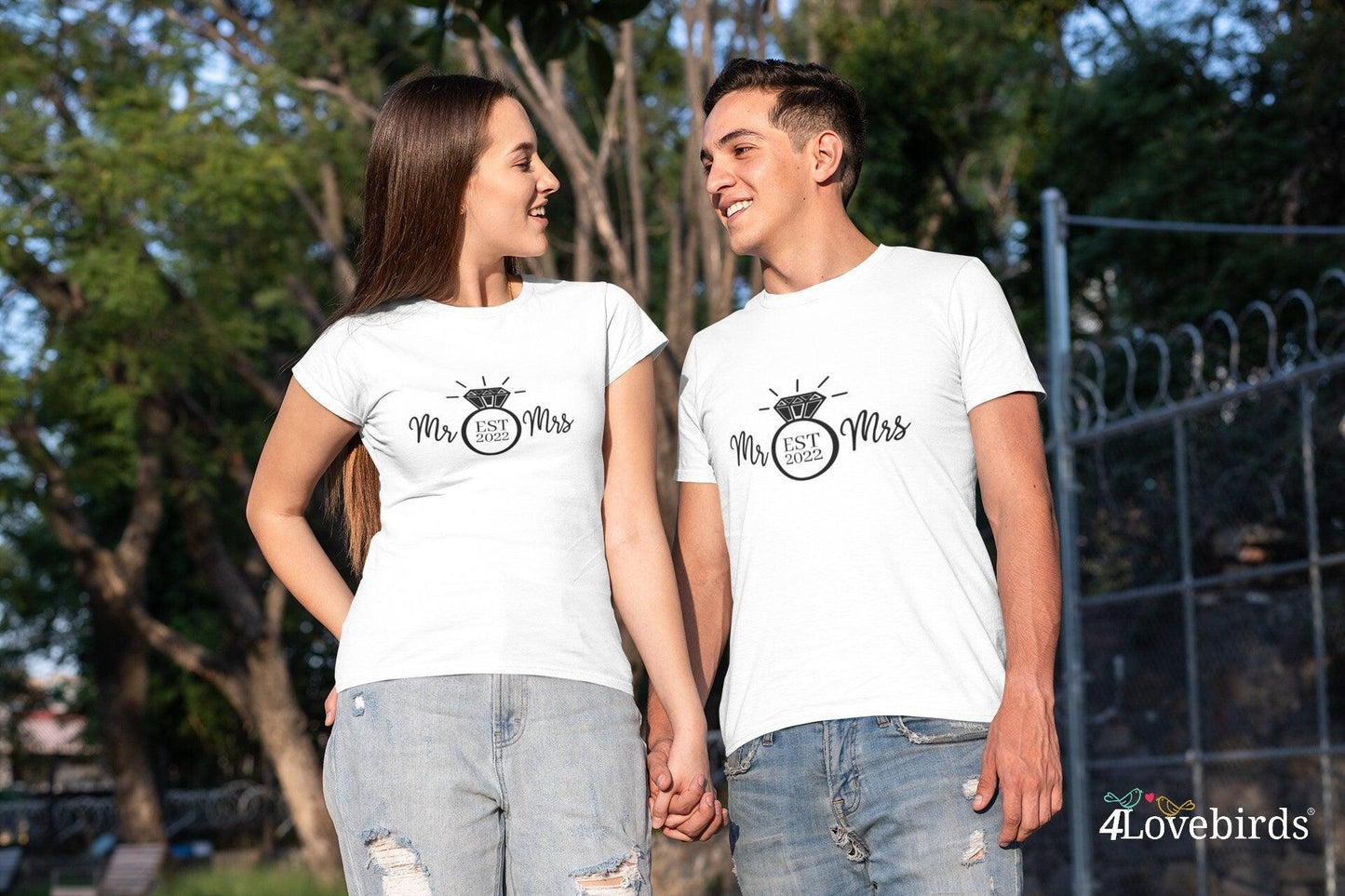 Mr and mrs est. 2022 Hoodie, Marriage Tshirt, Honeymoon Sweatshirt, Gift for Couple, Cute Married Couple Longsleeve, Getting married - 4Lovebirds