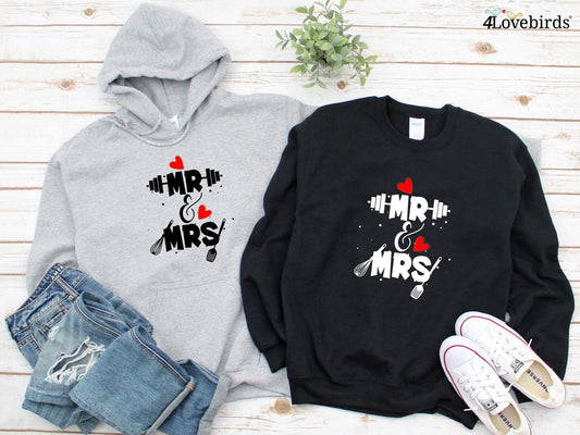 Mr and Mrs Hoodie, Marriage T-shirt, Honeymoon Sweatshirt, Gift for Couple, Cute Married Couple Longsleeve, Just married, Couples difference - 4Lovebirds