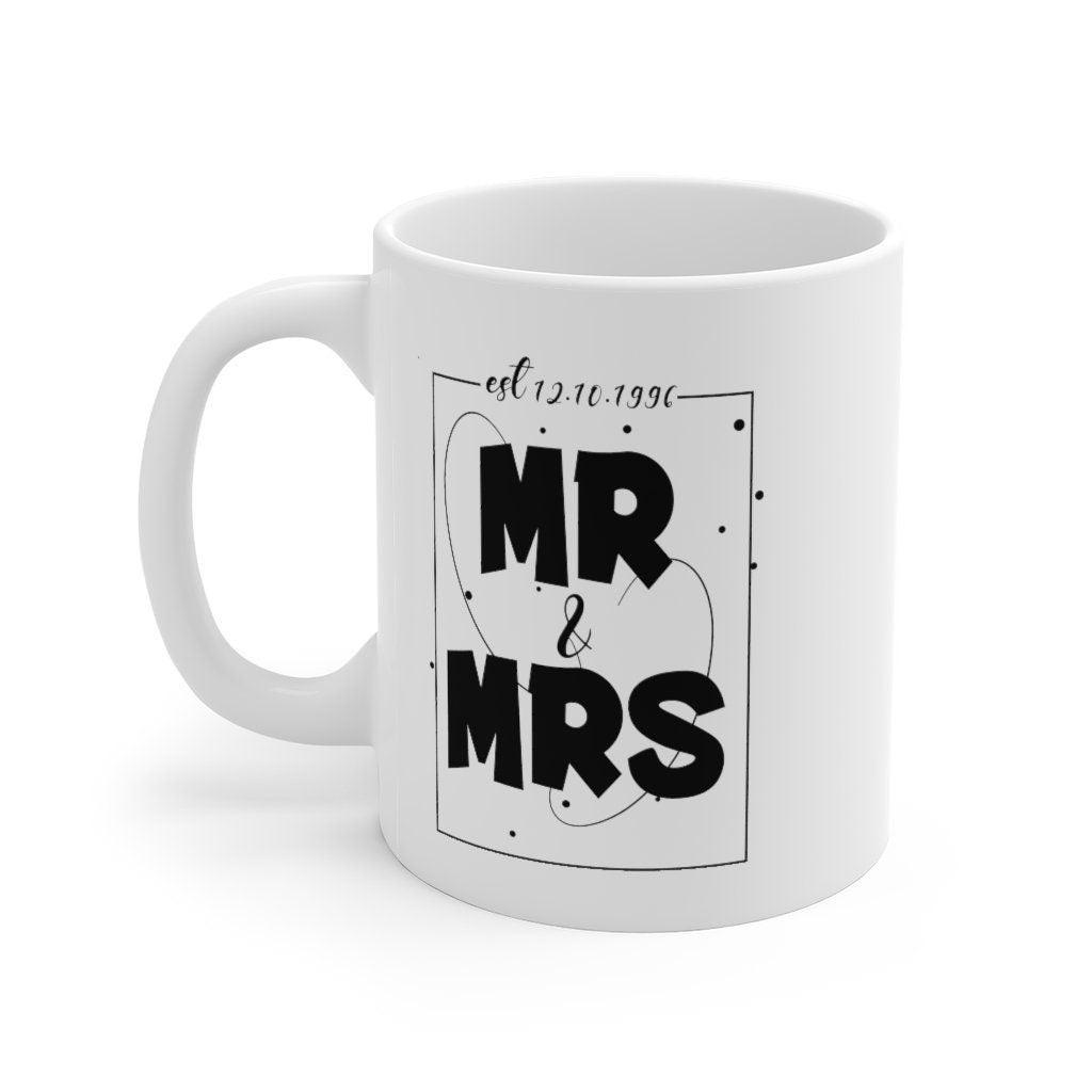Mr. and Mrs. Mug, Marriage Mug, Honeymoon Mug, Gift for Couple, Cute Married Couple Mug, Just married, Space model - 4Lovebirds
