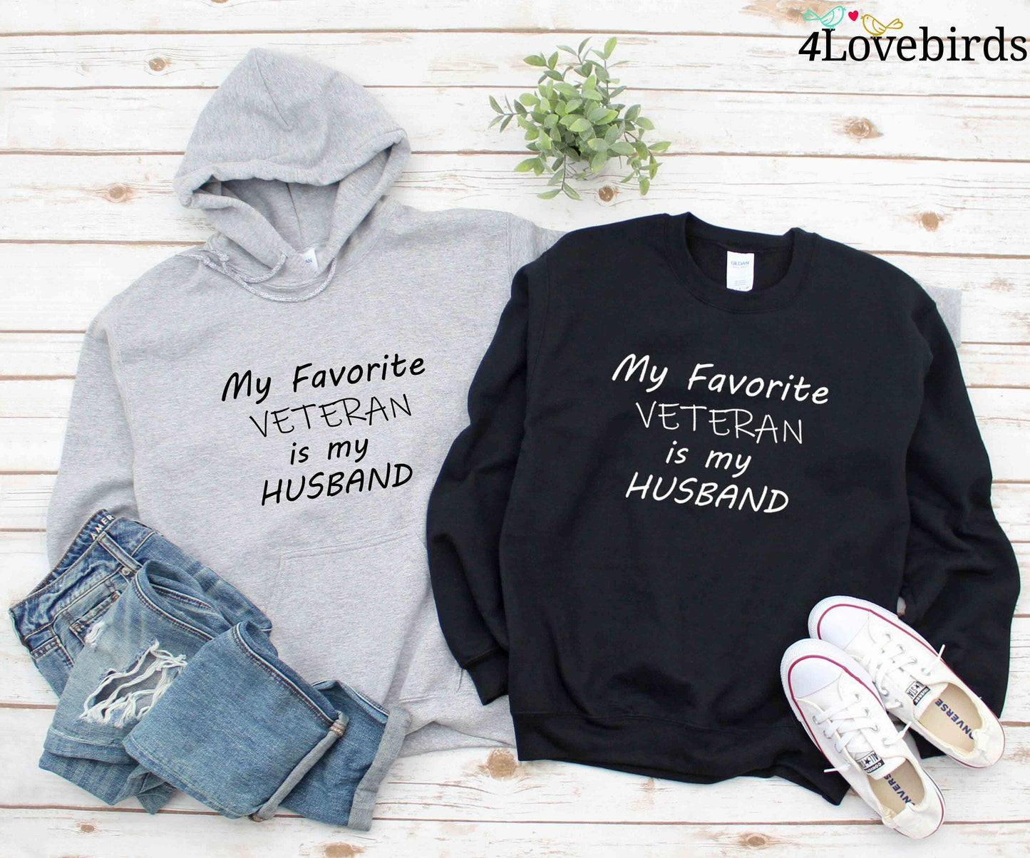 My Favorite Veteran Is My Husband Hoodie, Military Couple, Army Gifts, Veteran Wife T-Shirt - 4Lovebirds