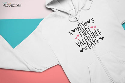 My first valentines day Hoodie, Lovers T-shirt, Valentine's day gift idea, Boyfriend / Girlfriend Longsleeve, Cute Tshirt - 4Lovebirds
