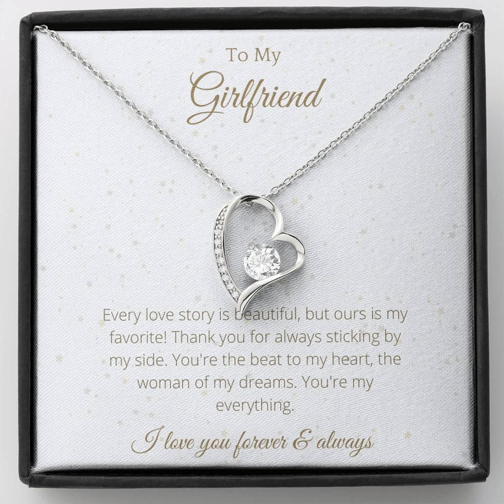 To My Girlfriend Interlocking Hearts Necklace with Love Poem – Glamdini
