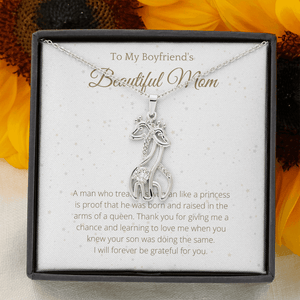 Necklace To my Boyfriend's Mom Giraffes Necklace - Christmas Gift for Boyfriends Mom, Pendant Necklace, Mothers Day Gift for Boyfriends - 4Lovebirds