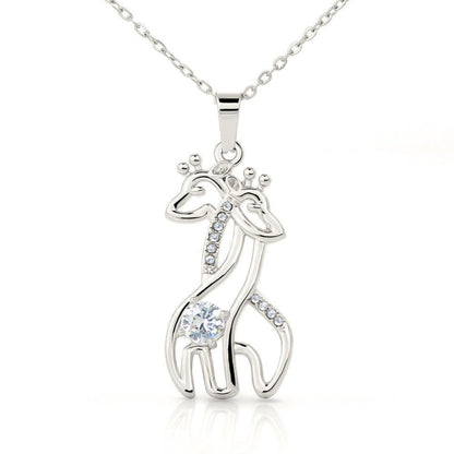 Necklace To my Boyfriend's Mom Giraffes Necklace - Christmas Gift for Boyfriends Mom, Pendant Necklace, Mothers Day Gift for Boyfriends - 4Lovebirds