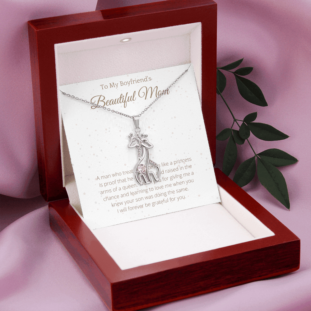 Necklace To my Boyfriend's Mom Giraffes Necklace - Christmas Gift for Boyfriends Mom, Pendant Necklace, Mothers Day Gift for Boyfriends - 4Lovebirds