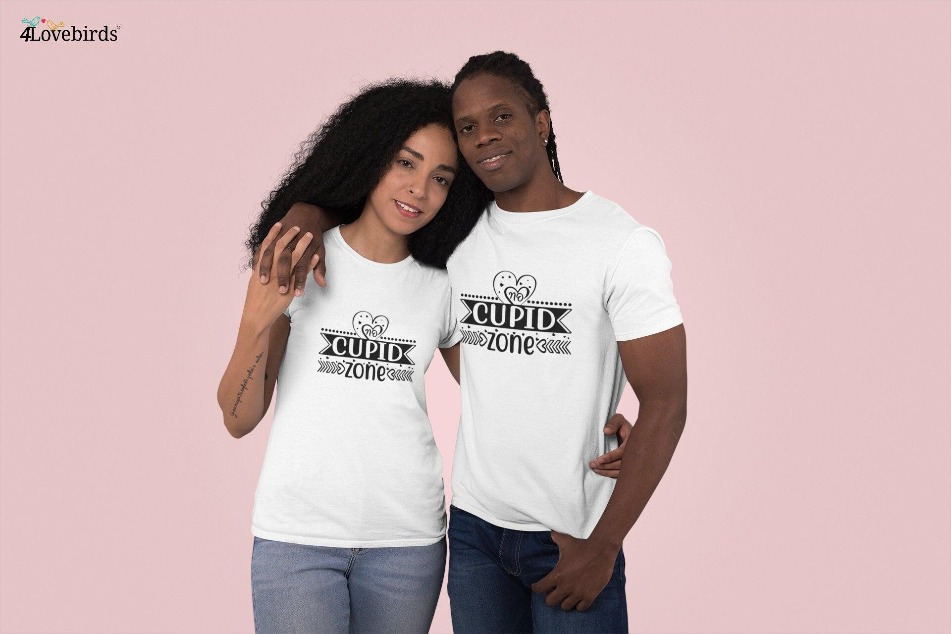 No cupid zone Hoodie, Funny matching T-shirt, Gift for Couples, Valentine Sweatshirt, Boyfriend and Girlfriend Longsleeve - 4Lovebirds