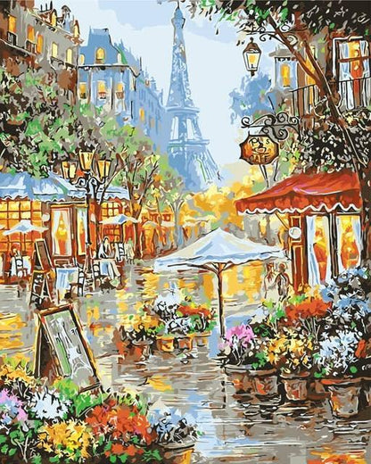 Paint By Number Kit for Adults 16"x20" Paris Eiffel Tower - DIY Acrylic Painting By Numbers - Easy Paint By Numbers Kit - 4Lovebirds