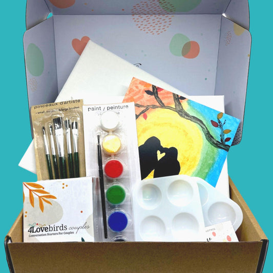 Paint Date Night Box - Set For Two, Conversation Starters + Painting Set - 4Lovebirds