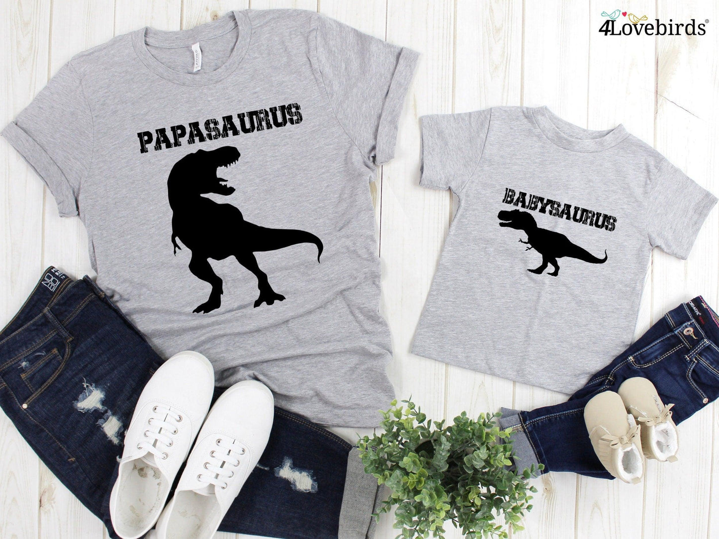 Papasaurus, Mamasaurus, and Babysaurus Matching Shirts - Daddy, Mommy & Me - 4Lovebirds