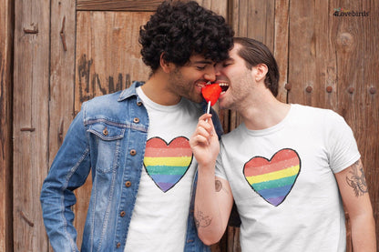 Pride Heart Hoodie, LGBTQ Support Tee, Rainbow Heart T-shirt, LGBT Heart, Rainbow Shirt, Pride Rainbow T-shirt, Rainbow Love, LGBT Pride Tee - 4Lovebirds