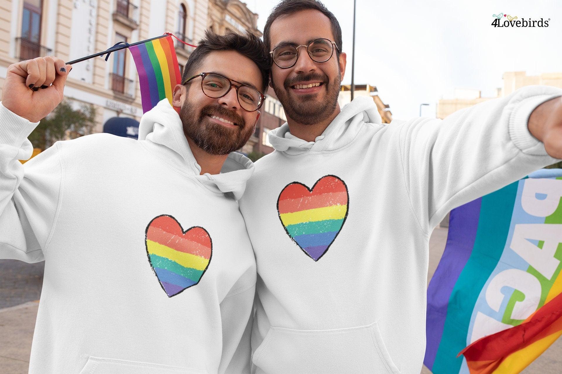 Pride Heart Hoodie, LGBTQ Support Tee, Rainbow Heart T-shirt, LGBT Heart, Rainbow Shirt, Pride Rainbow T-shirt, Rainbow Love, LGBT Pride Tee - 4Lovebirds